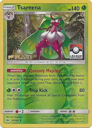 Sun & Moon Holo Tsareena #20 First Place League Challange